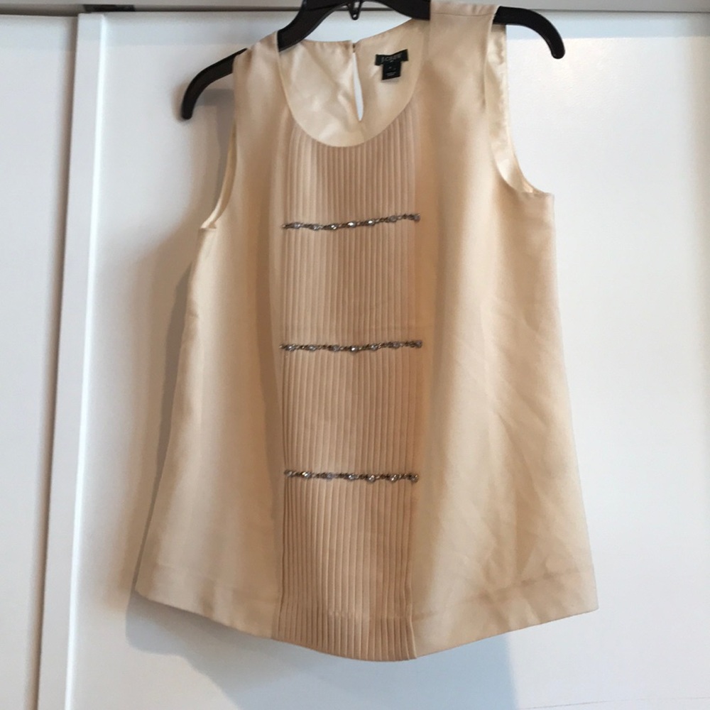 Cream J.Crew Tank with Crystal Detailing